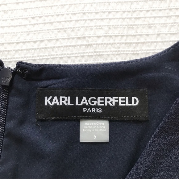 KARL LAGERFELD NAVY WIDE LEG CROPPED V-NECK  JUMPSUIT WITH POCKETS - 6 - Picture 4 of 11